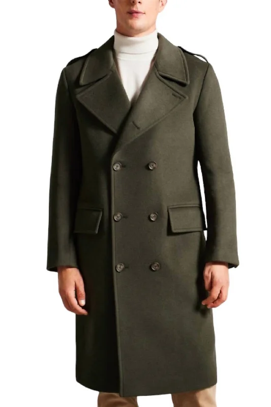 Avin Wool Blend Military Coat In Dark Green