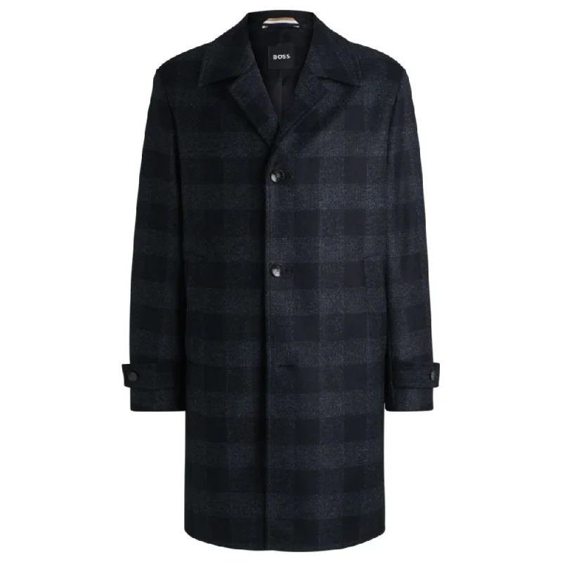 Checked-jersey coat in a classic fit