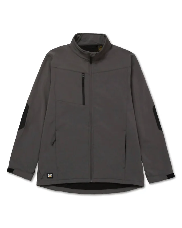 Men's Grid Fleece Bonded Softshell Jacket In Black/noir