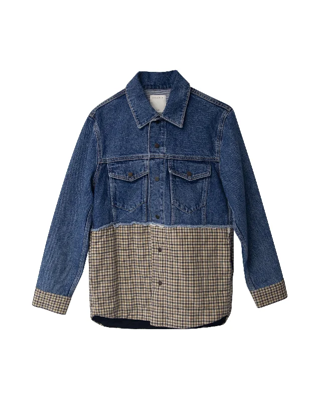 Sandro Paris Moorea Mix Media Jacket in Multicolor Denim