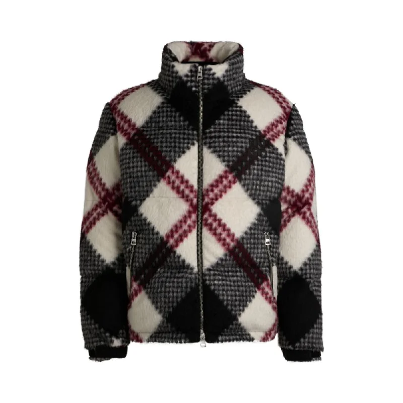 Slim-fit puffer jacket with check pattern