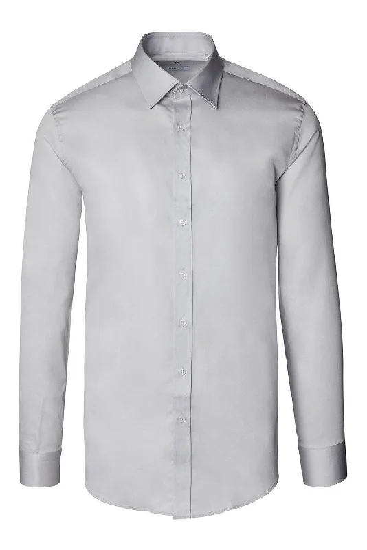 Pure Cotton Classic Collar Sateen Dress Shirt - Grey