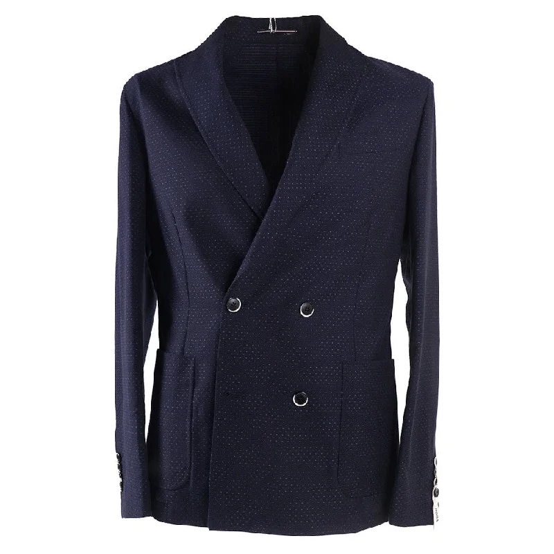 Roda Navy Jacquard Wool-Cotton Suit