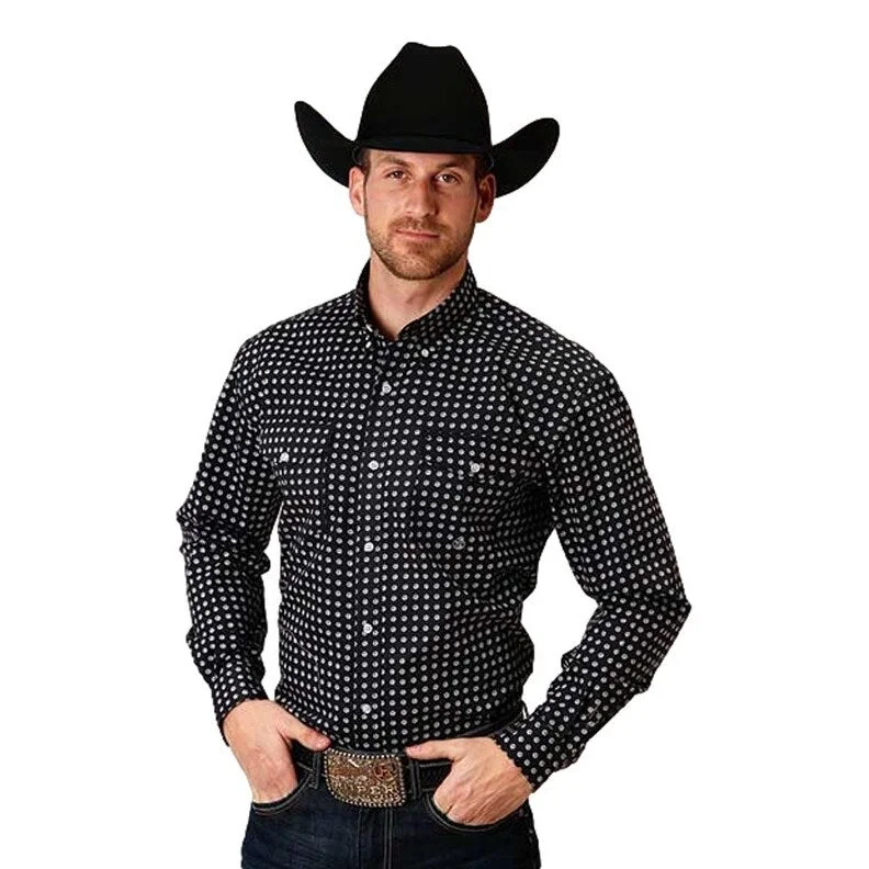 Roper Western Shirt Mens Long Sleeve Button Black 03-001-0325-0167 BL