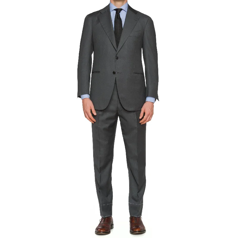 Sartoria CHIAIA Bespoke Handmade Gray Wool Suit EU 58 NEW US 48 Slim Fit