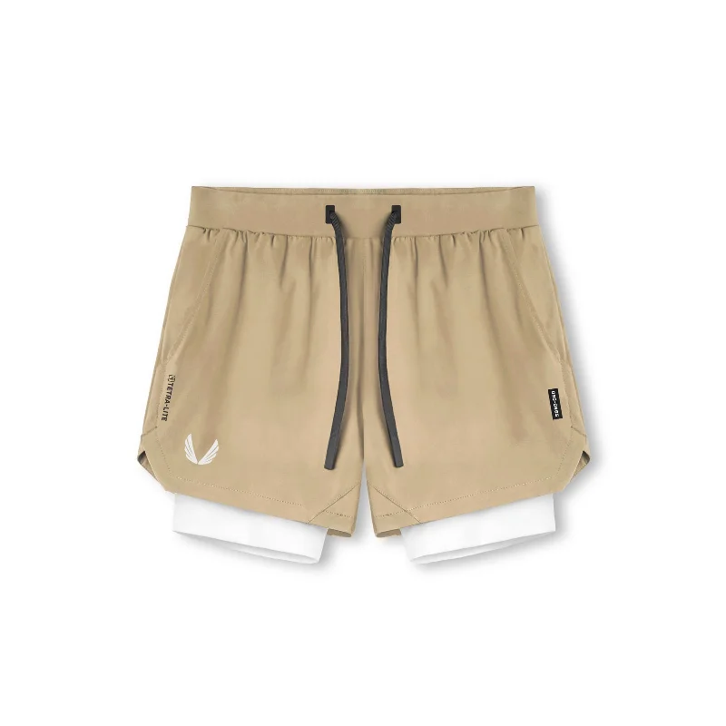 0865. Tetra-Lite® 5" Liner Short - Khaki/ White / White "Wings"