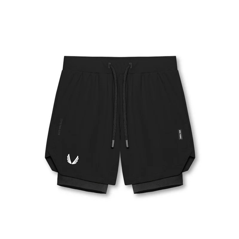 0866. Tetra-Lite® 7" Liner Short - Black/Black/ White "Wings"