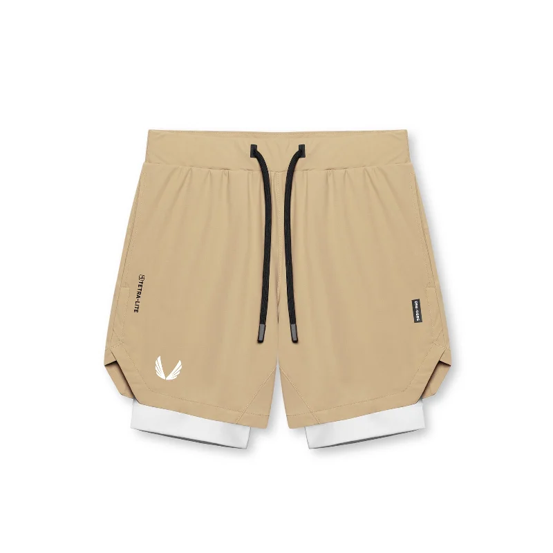 0866. Tetra-Lite® 7" Liner Short - Khaki/ White / White "Wings"