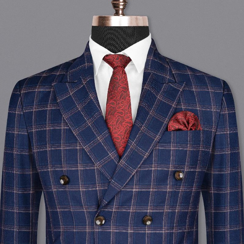 Cloud Burst Super fine windowpane Wool Rich Double Breasted Blazer