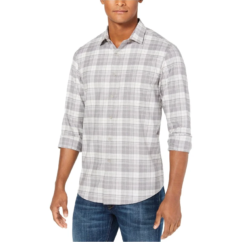 Club Room Mens Briston Button Up Shirt, Grey, Small