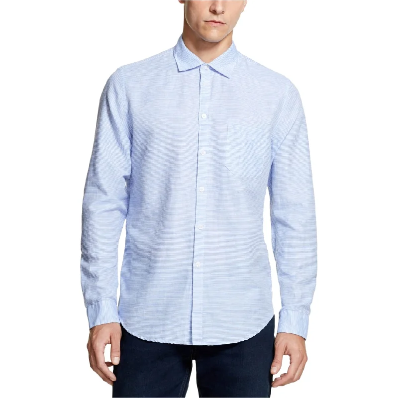 Dkny Mens Striped Woven Button Up Shirt