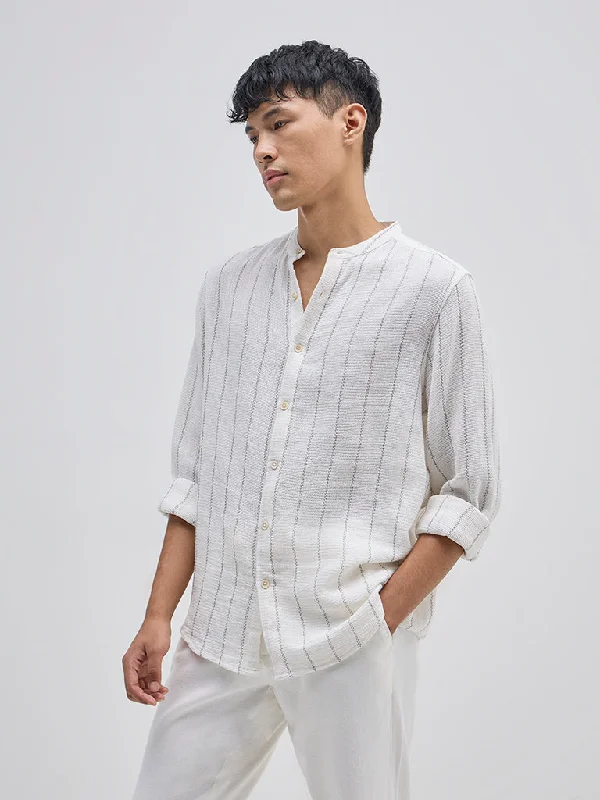 ETA Off-White Striped Resort-Fit Cotton Shirt