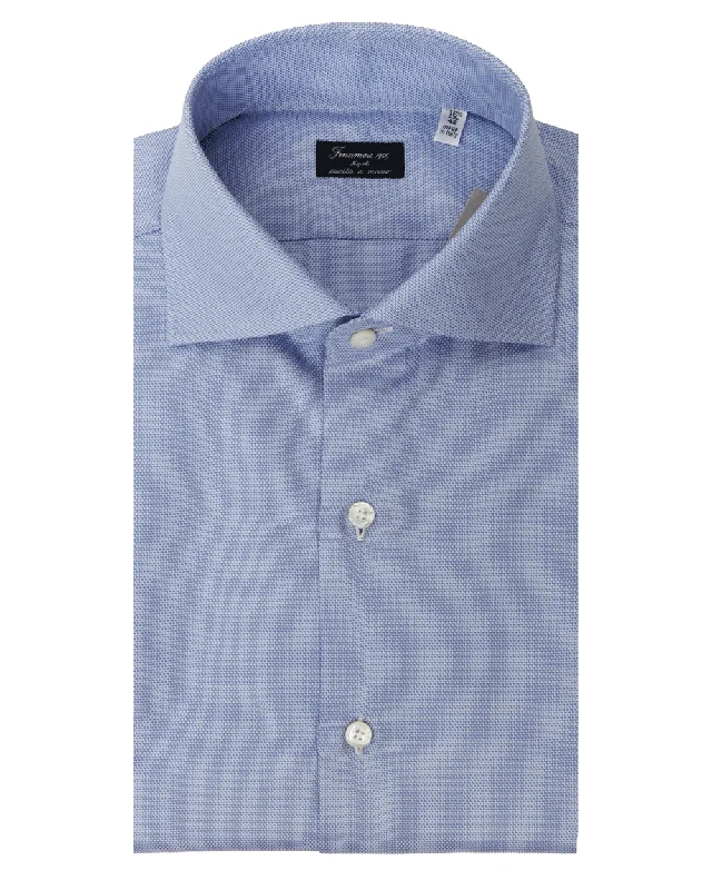 Blue Herringbone Dress Shirt