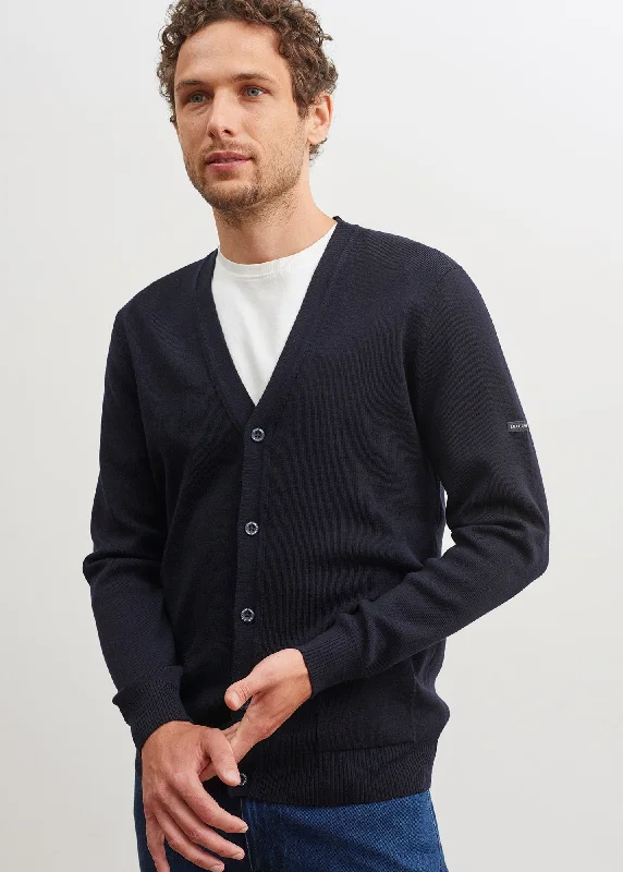 Guingamp buttoned cardigan - in extra soft merino wool (NAVY)