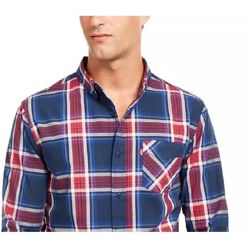 Levi's Men's Large Plaid Button-Down Shirt Blue Size Small