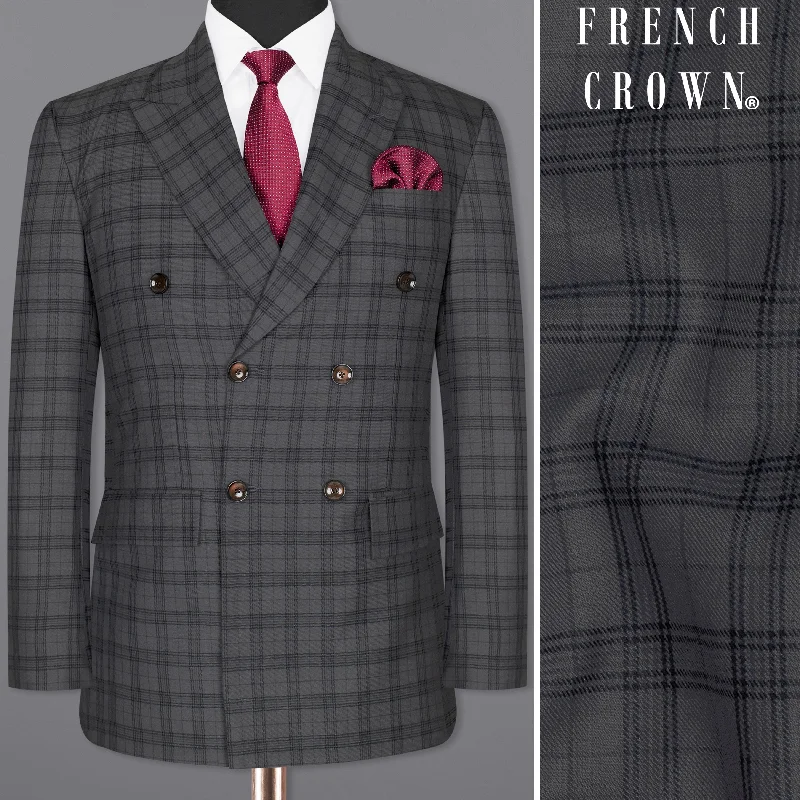 Masala Grey Plaid Double Breasted Wool Rich Blazer