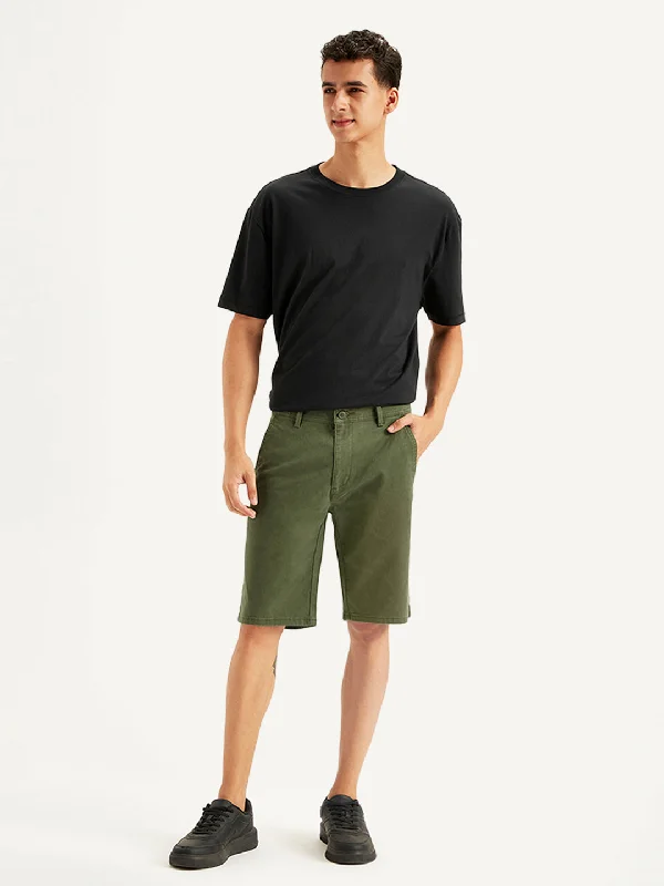 Men's Olive Regular Fit Shorts