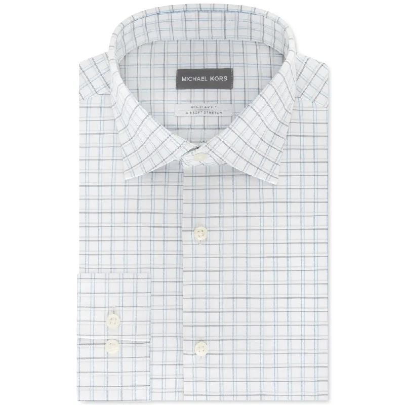 Michael Kors Men's Classic Non-Iron Performance Stretch Check Shirt Blue Size 16X32-33