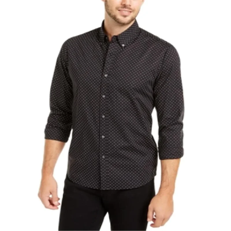 Michael Kors Men's Mini Polka dot Print Shirt Black Size Medium