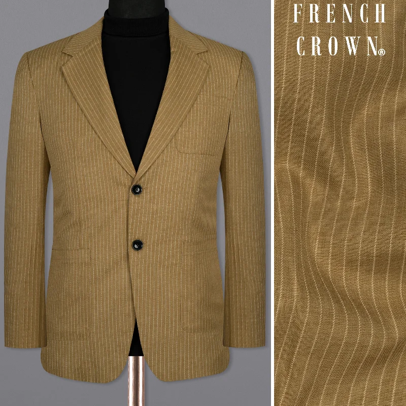 Muesli Brown Striped Wool Rich Sports Blazer