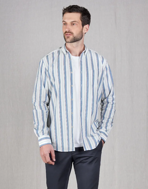 Ohope Blue & Red Stripe Shirt