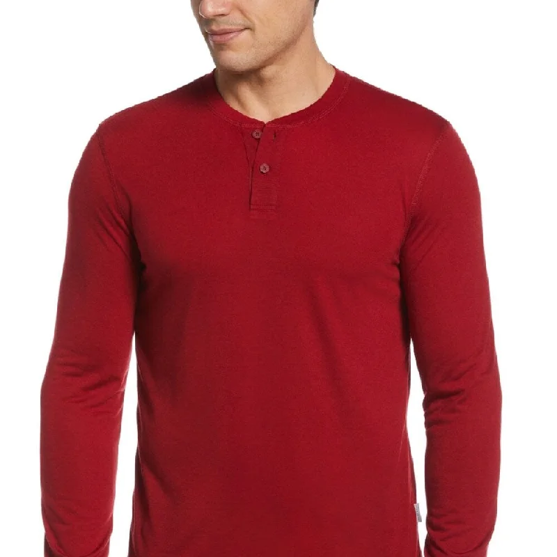 Perry Ellis Men's Solid Henley Sleep Shirt Red Size X-Large