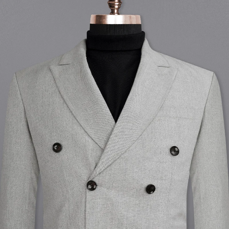 Pumice Grey Double-Breasted Wool Rich Blazer