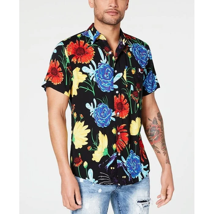 Reason Men's Devour Floral Shirt Black Size XLARGE