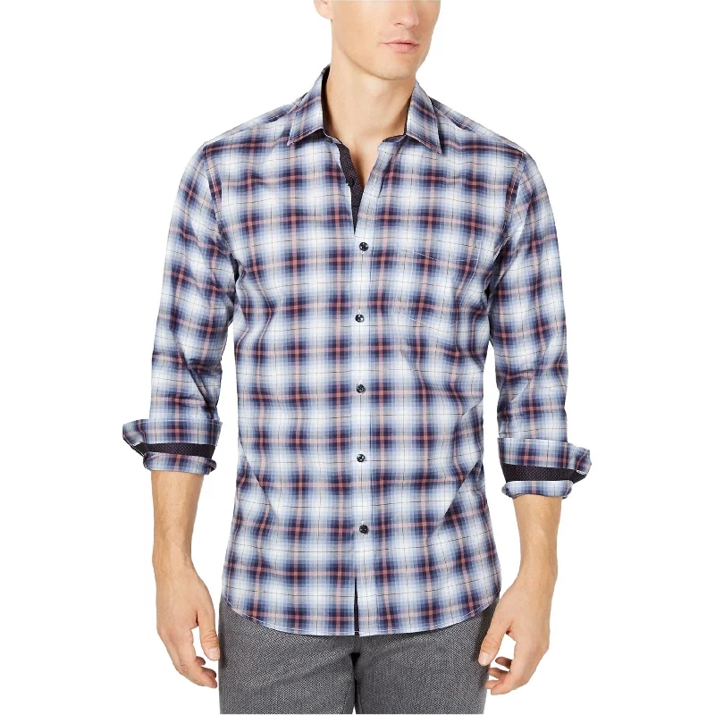 Ryan Seacrest Mens Plaid Button Up Shirt, Multicoloured, Small