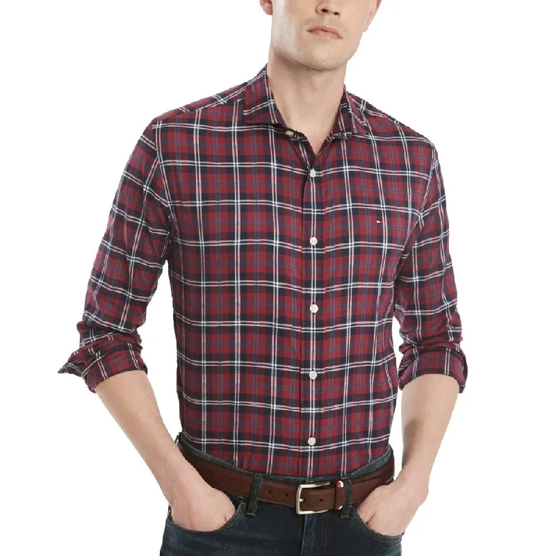 Tommy Hilfiger Men's Classic-Fit Shirt Red Size Medium