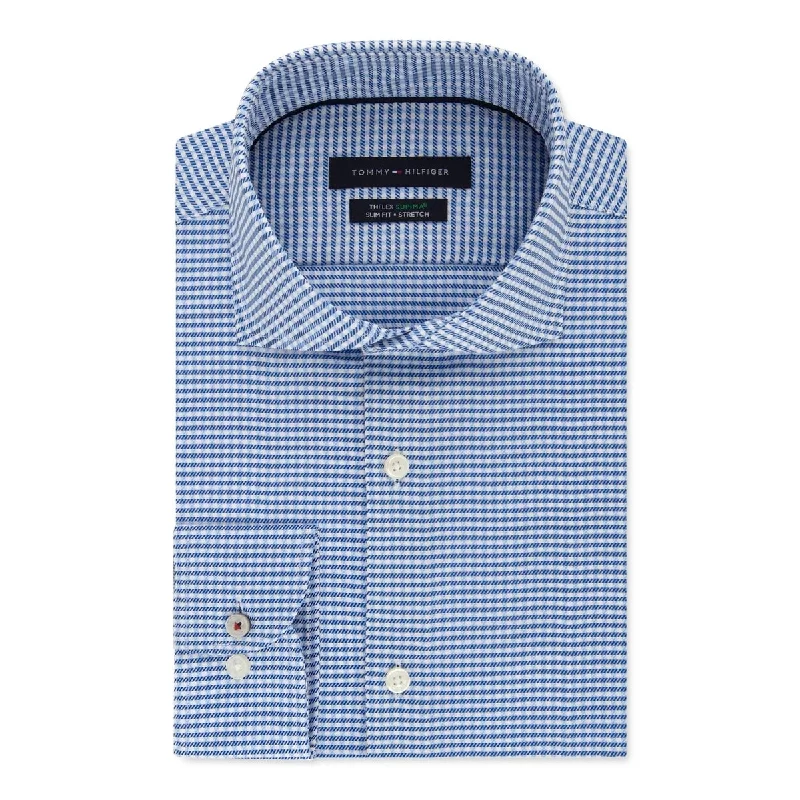 Tommy Hilfiger Men's Printed Slim Fit Button-Down Shirt Blue Size XL