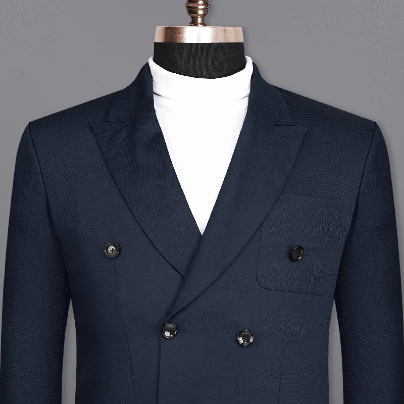 Tuna Blue Double-Breasted Wool Rich Sports Blazer