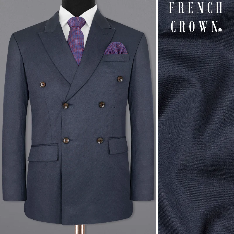 Valhalla Blue Double Breasted Wool Rich Blazer