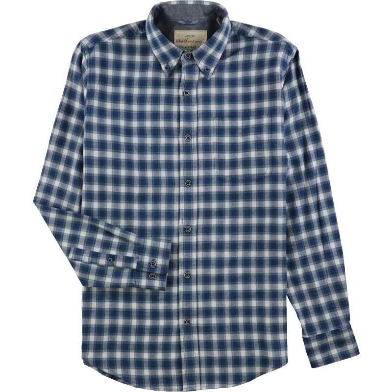 Weatherproof Mens Plaid Button Up Shirt, Blue, Small