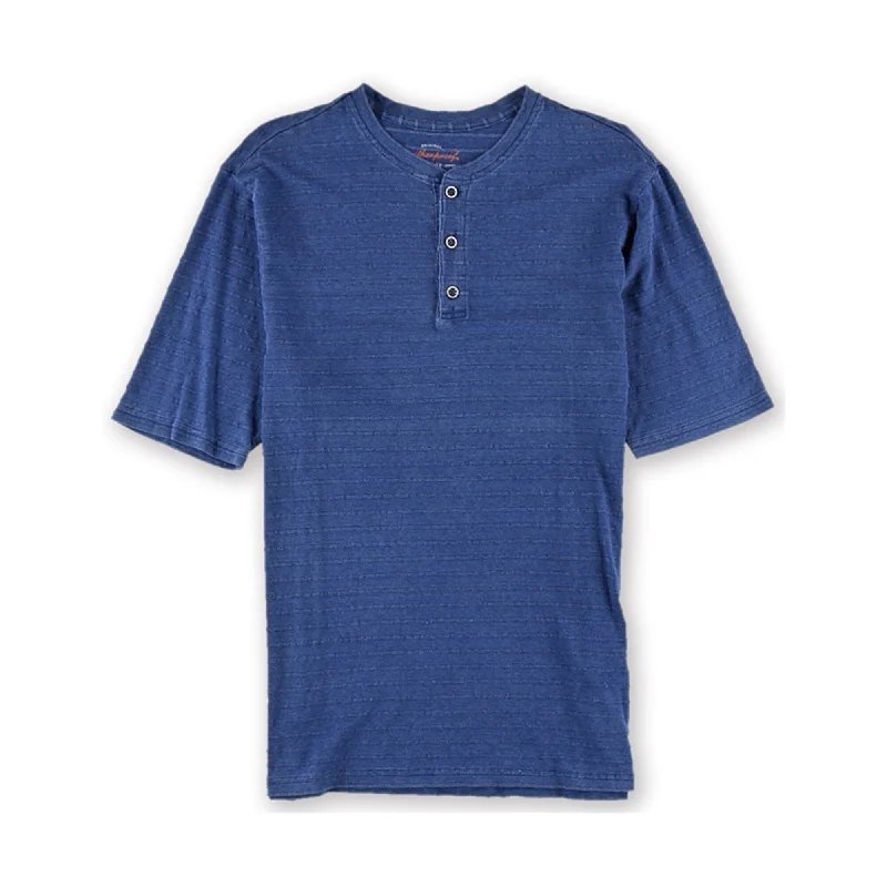 Weatherproof Mens Textured Henley Shirt, Blue, Small