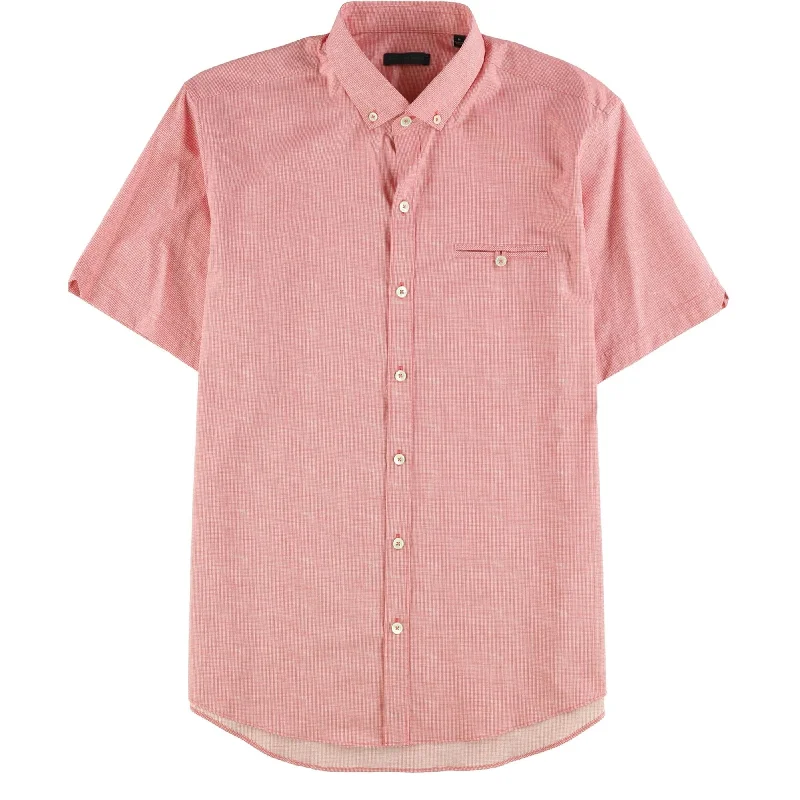 Zachary Prell Mens Patterned Button Up Shirt, Pink, Medium