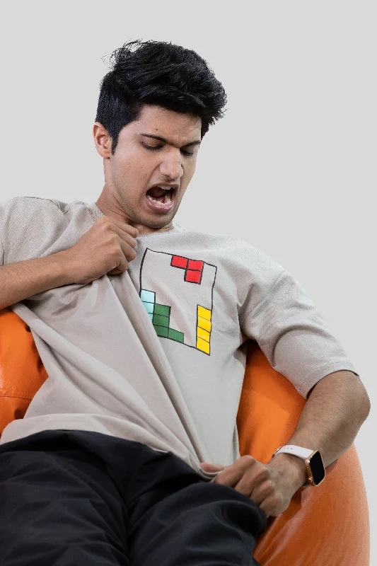 Grey Tetris Threads Drop Shoulder Tee