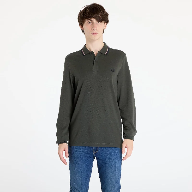 Long Sleeve Twin Tipped Polo in Field Green