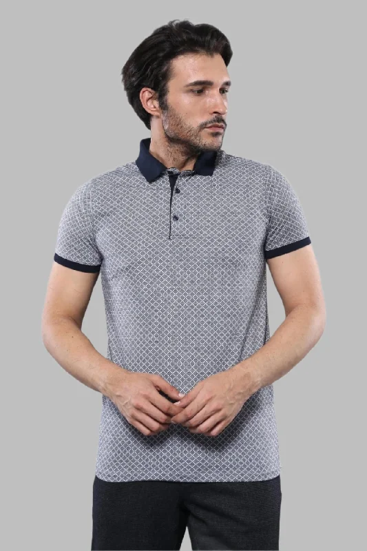 Patterned Grey Men's Polo T-Shirt | Wessi