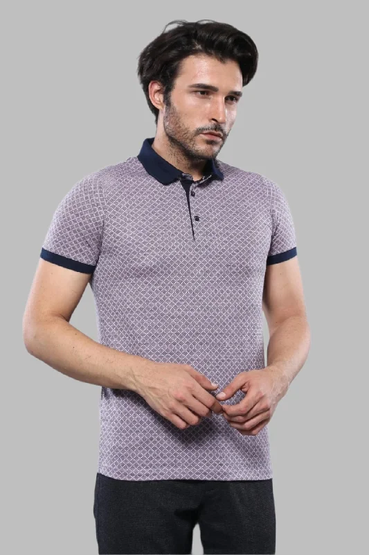 Patterned Pink Polo Men T-Shirt | Wessi