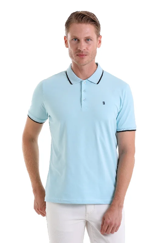 Regular Fit Blue Basic 100% Cotton Polo T-Shirt