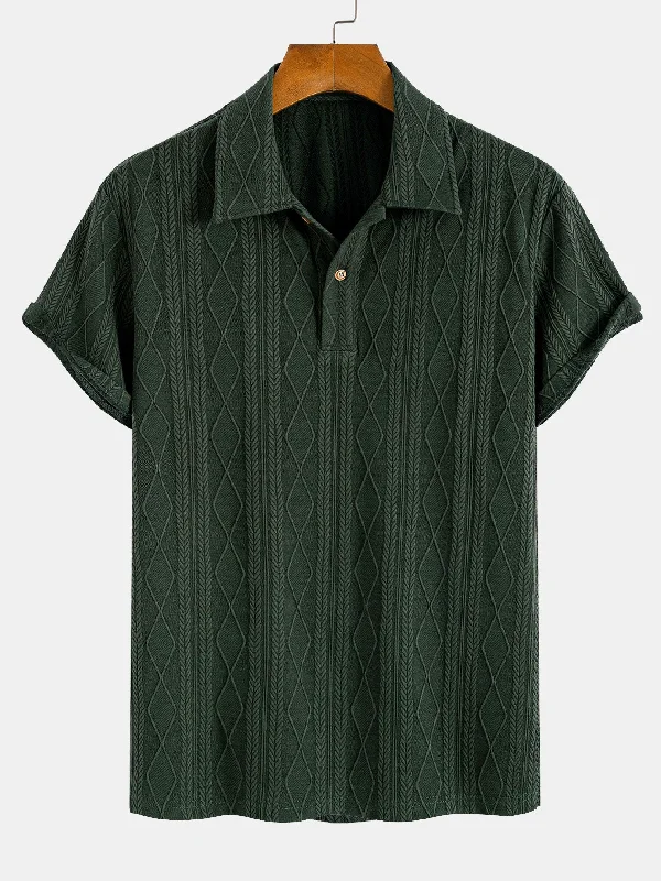 Knitted Geometric Rhombus Jacquard Polo