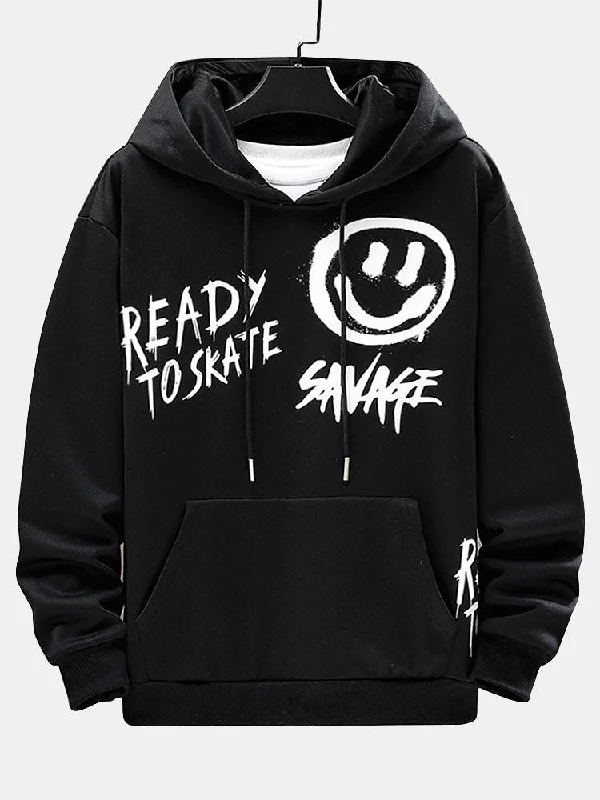 Smiley Graffiti Print Hoodie