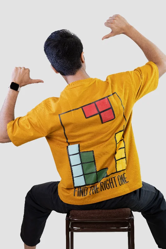 Mustard Tetris Threads Drop Shoulder Tee