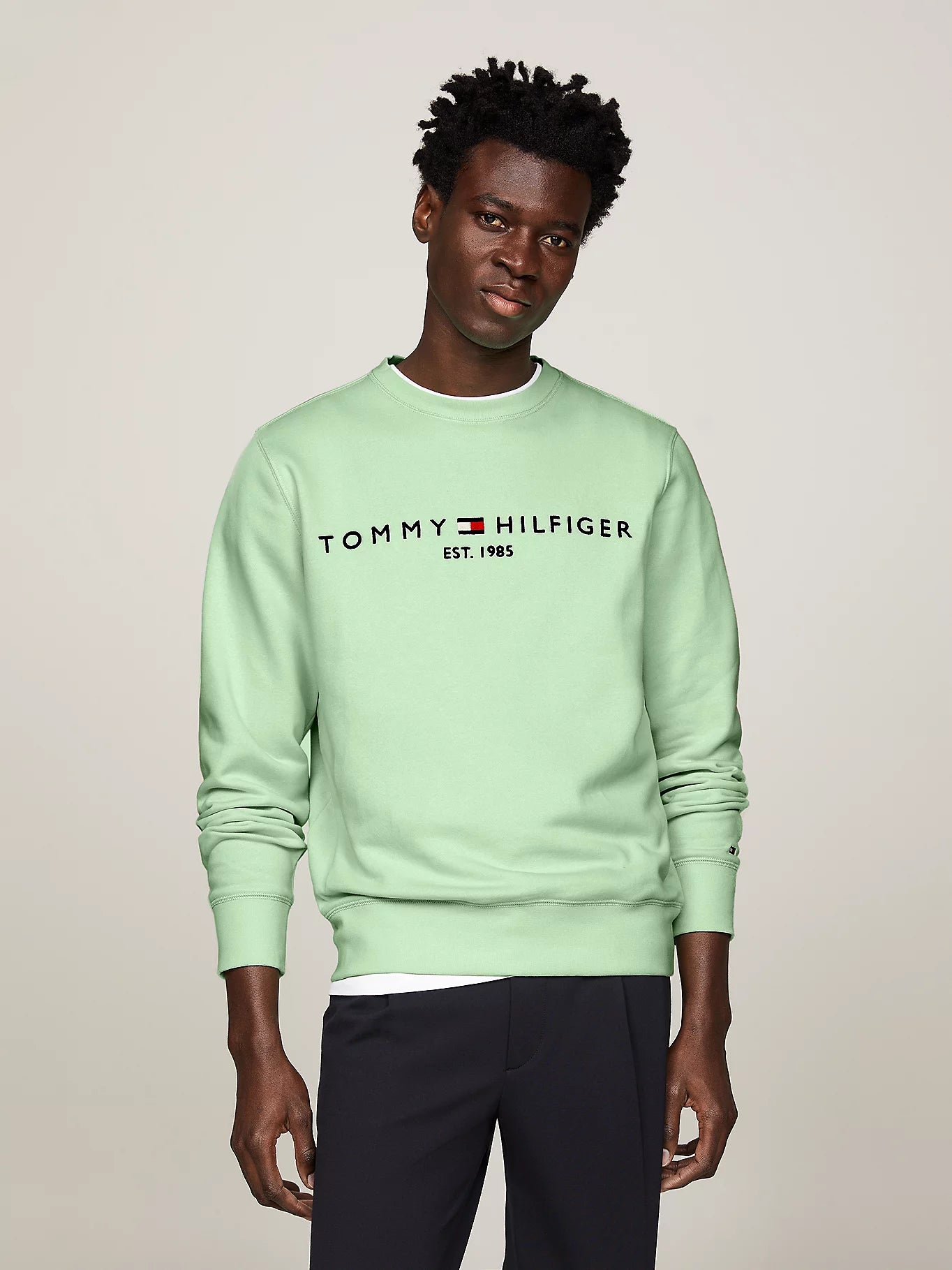 Logo Graphic Crew Neck Sweatshirt in Mint Green