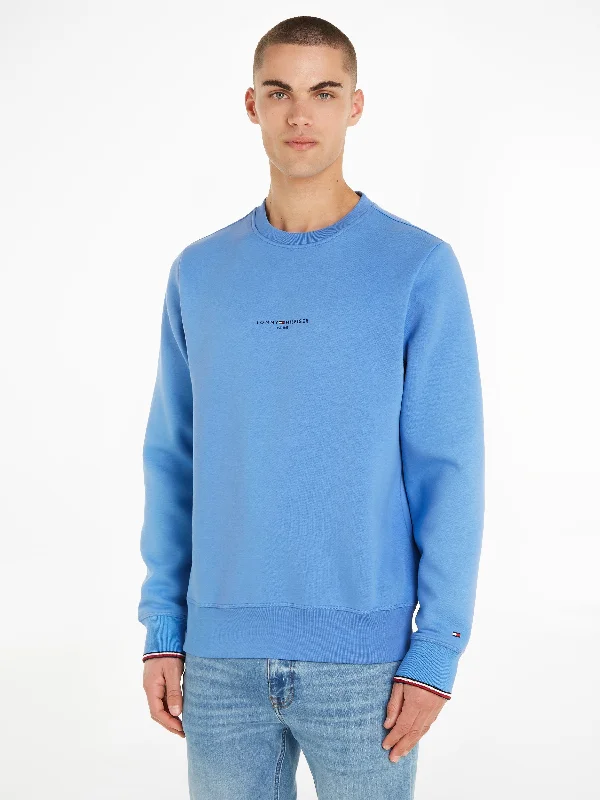 Tipped Cuff Crew Neck Sweatshirt in Blue Spell