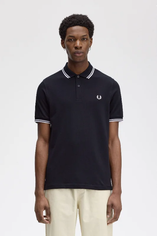 Twin Tipped Polo in Navy and White