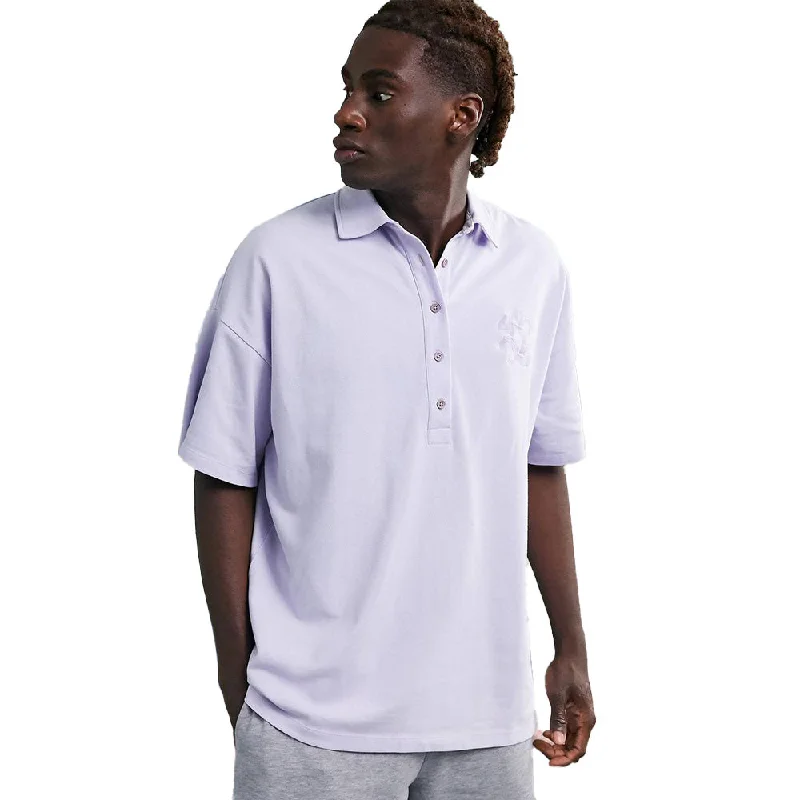 Men's Embroidered Polo Shirt,Light Purple