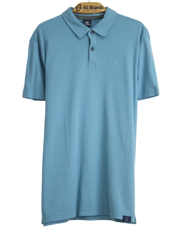 Men's Textured Polo Shirt,Light Blue