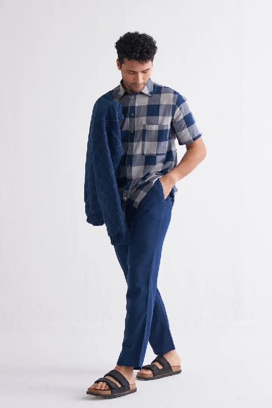 Camp Collar Shirt Co-ord - Navy Check